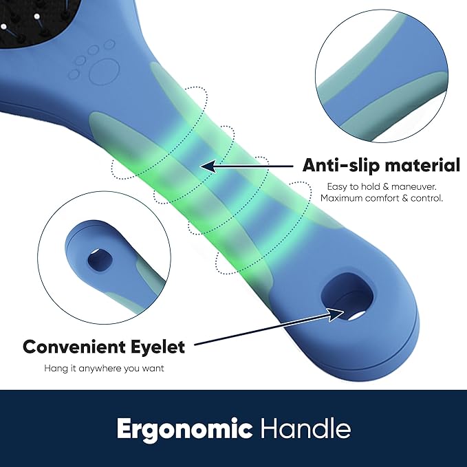 AMERICAN KENNEL CLUB AKC Pet Grooming Brush for Dogs and Cats - 2-in-1 Deshedding and Detangling Brush with Dense Nylon Bristles, Removes Loose Hair for Short and Long Coat Dogs and All Breeds