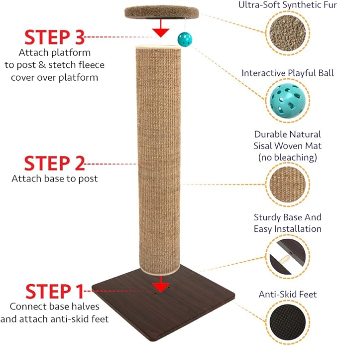 Kitty City Sisal Post Scratcher, Sisal Post (Brown)