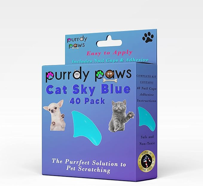 40 Pack Soft Nail Caps for Cat Claws Sky Blue Small