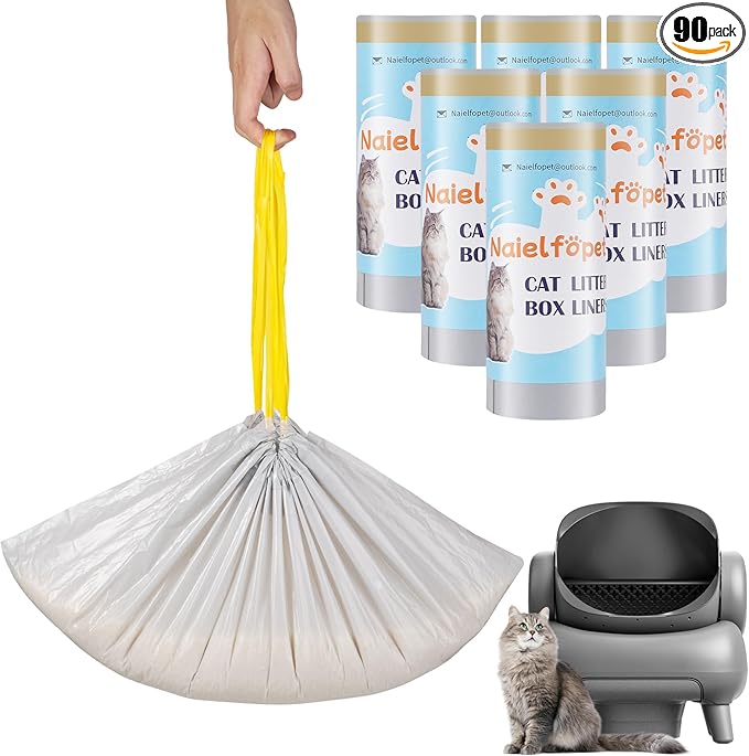 90 Count 27" x 13" Self-Cleaning Cat Litter Box Liner Bags, Suit for Neakasa M1 and PetPivot Mimfam Open-Top Self Cleaning Cat Litter Box, Durable Thicken Disposable Cat Waste Bags