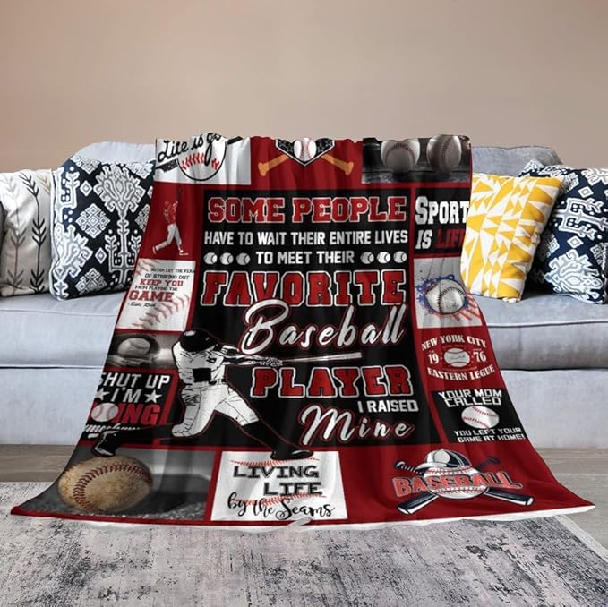 Baseball Blanket Sport Baseball Gifts for Girls Boys Woman Kids Baseball Lover Throw Blankets Soft Blanket Warm Fleece Flannel Plush Blankets for Bed Sofa Couch 40"x50"