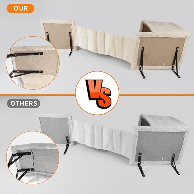 Cat Wall Furniture,Wall-Mounted Cat Climber Set with Cat Wall Shelves, Perches, Condo House, Ladder, Scratching Board & Tree - 5 Pcs Wood Indoor Cat Furniture for Play (Beige)