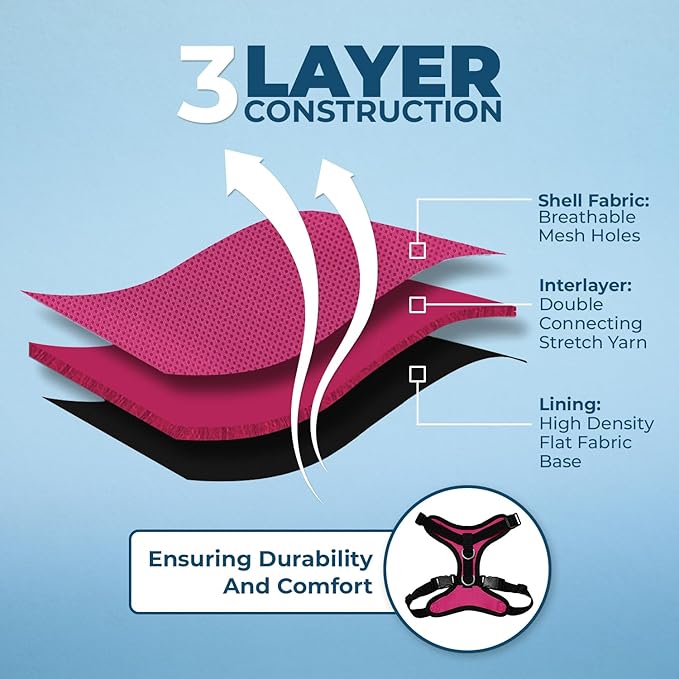 Voyager Step-in Lock Pet Harness - All Weather Mesh, Adjustable Step in Harness for Cats and Dogs by Best Pet Supplies - Fuchsia/Black Trim, M