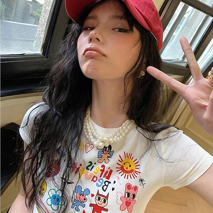 Baby Tees Women Graphic Tops Y2K Grunge Clothes