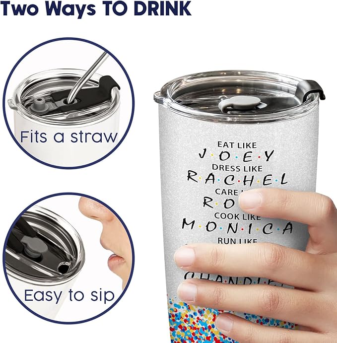 34HD Gifts for Friends, Friend Tumbler with Lid 20 oz Stainless Steel, Best Friend Cup, Friends Coffee Mug, Birthday Gifts for Women Men