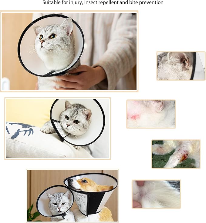 7 Pieces of Cat Bathing Supplies,Anti-Scratch Silicone Cat Shoes,Cat Claw Covers, Cat Shower Net Bag,Cat Bathing Bag,Cat Grooming Mesh Bag,Elizabethan Collar(No.3)