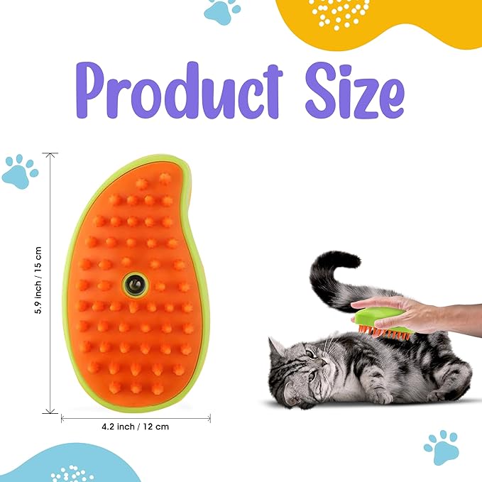 3-in-1 Cat Steam Brush & Belt Combo: Self-Cleaning Steamy Brush for Cats & Dogs, Massage Grooming Comb, Pet Hair Remover, Water Spray, Multifunctional Shedding Tool (Green)