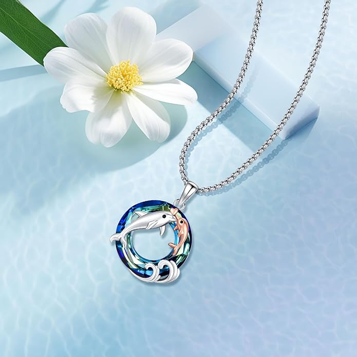 Black Cat/Dolphin/Bat Necklace Animal Pendant 925 Sterling Silver Cute Animal Jewelry Graduation Gifts for Women Men Animal Lovers Christmas Holiday Birthday Fathers Day