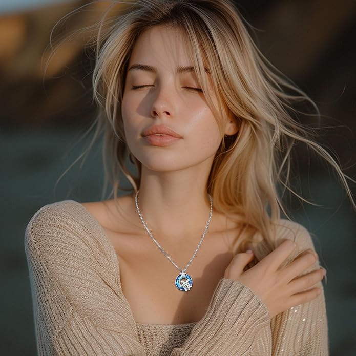 AUDINCCED Black Cat Necklace Turtle Necklace Gothic Jewelry Butterfly Necklace Cat Necklace 925 Sterling Silver Crescent Moon Necklace for Women Cat Gifts for Cat Lovers