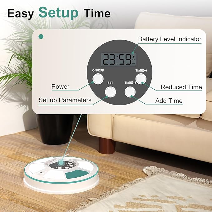 Automatic Cat Feeder Wet Food/Dry Food, 6Meal Timed Pet Feeder Easily Programmable &Easy to Clean, Auto Feeder for Cats/Small Dogs(Green)