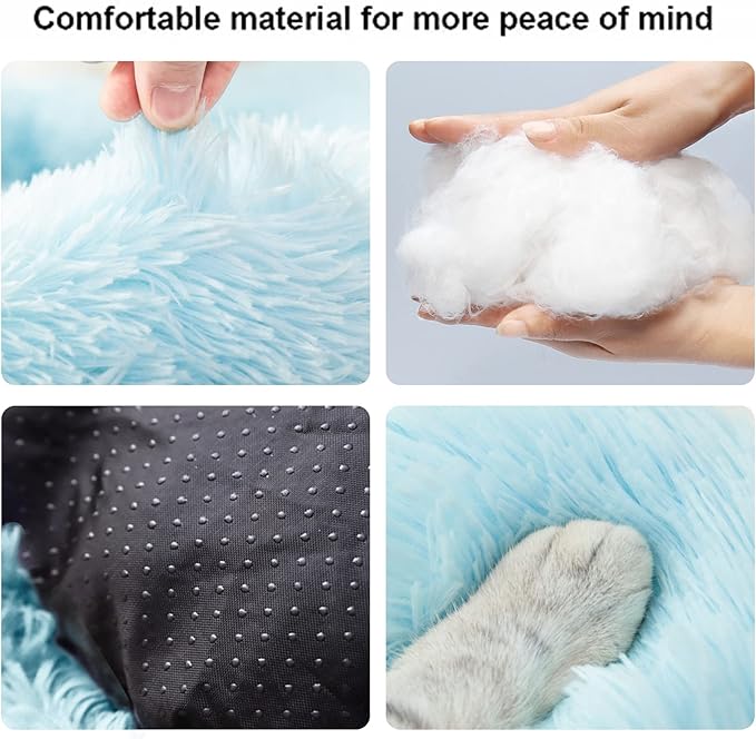 Nisrada Cat Beds for Indoor Cats,24 Inch Dog Bed for Small Melium Large Dogs, Washable-Round Pet Bed for Puppy and Kitten with Slip-Resistant Bottom