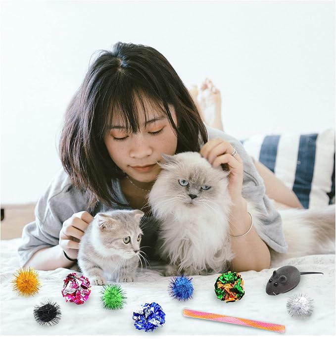 Andiker Cat Toys for Indoor Cats, 4 Big Cat Springs & 8 Small Springs Cat Interactive Toy for Swatting, Biting, Hunting Cat Creative Toy to Kill Time and Keep Fit Colorful Plastic Spring (26pc)