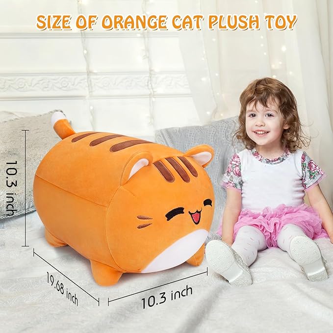 Auspicious beginning Orange Cat Plush-20'' Cute Cat Stuffed Animal, Cat Squishy Plush Toy, Cat Plushie Doll Soft, Cute, Kawaii Stuffed Animal Pillow Doll for Kids' Birthdays & Home Decoration, 19.6