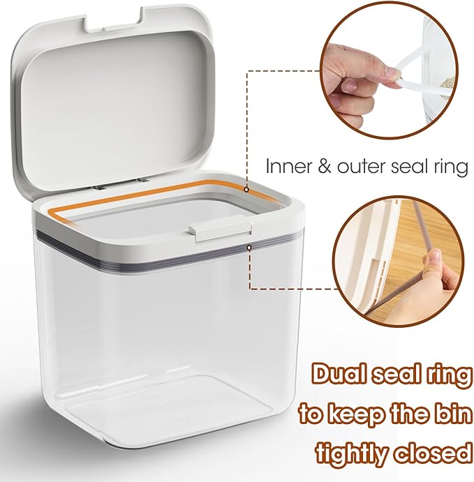 2 PCS Large Dog Treat Container Set with Automatic Flip-up Lids - 4.75 Qt+2.9 Qt Dog Food Storage Container Bins for Pet Treat Cat Food Bird Seed Rice Flour Sugar Storage