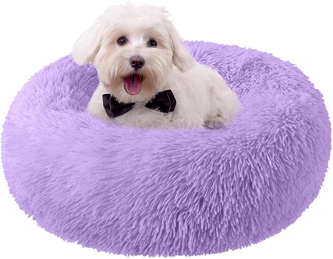 Dog Bed for Small Medium Large Dogs, 20 inch Calming Dogs Bed, Washable-Round Cozy Soft Pet Bed for Puppy and Kitten with Slip-Resistant Bottom