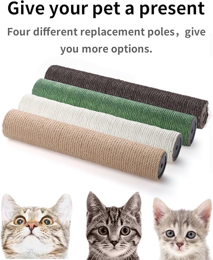 BNOSDM 4 Pcs M8 15”x2.75” Cat Tree Scratching Post Replacement Parts for Indoor Cats Tower Rope Scratch Poles Refill Sisal Pole Part for Refurbishment Hemp Kitty Furniture Accessories Spare