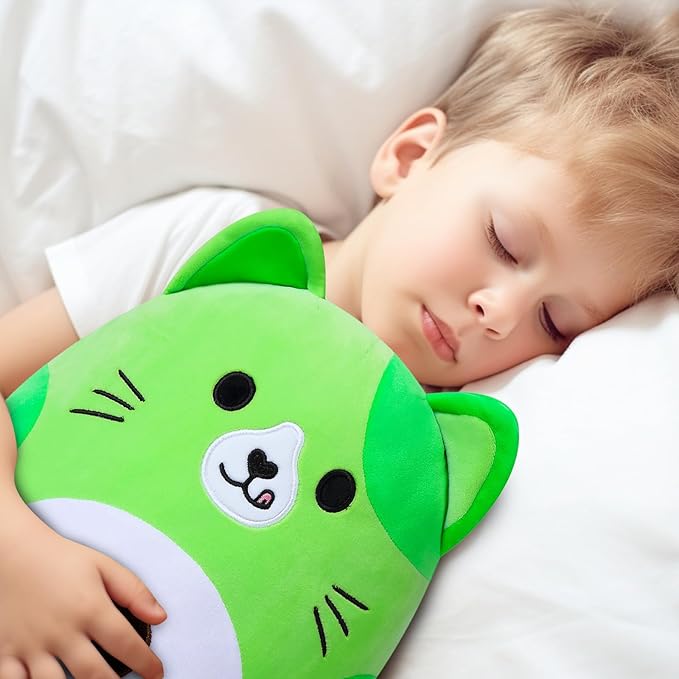 Avocado Cat Plush Pillow, Cute Cat Plushie Toy, Soft Pillow Plush, Present for Kids Boys Girls Christmas Birthday (11.5 inches)