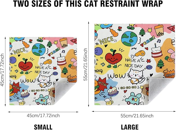 AGLOO Cat Grooming Wrap Cat Magic Mat - Self-Adherent, Anti-Scratch, Kittens Calming Wrap Restraint for Nail Clipping,Bathing (45 * 45cm)