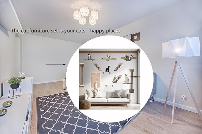 Cat Wall Shelves Furniture - Cat Shelf for Wall - Cat Tree Wall Climber Climbing Wall Mounted Furniture - Cat Jungle Gym for Indoor