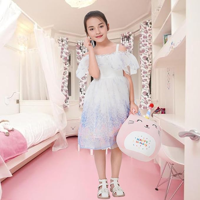 12 Inch Plush Birthday Cat Kitty Stuffed Animal Happy Birthday Cat Hugging Pillow Birthday Cat Plushies Throw Pillow Birthday Pink Cat Kitten Anime Gift for Kids and Lovers