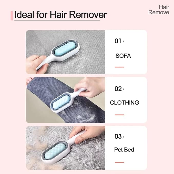 3 in 1 Grooming Kit: Shedding Brush, Fur Remover for Furniture, Self-Cleaning Comb for Deshedding Pet Hair