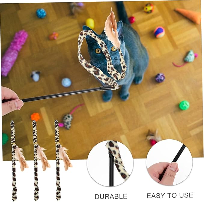 balacoo 6 Pcs Cat Teaser Cat Teething Toy Cat Stick Cat Teasing Cat Wand Cat Toys Interactive Cat Running Toy Cat Things Indoor Cat Toys Lightweight Kitten Toy Handheld Cloth
