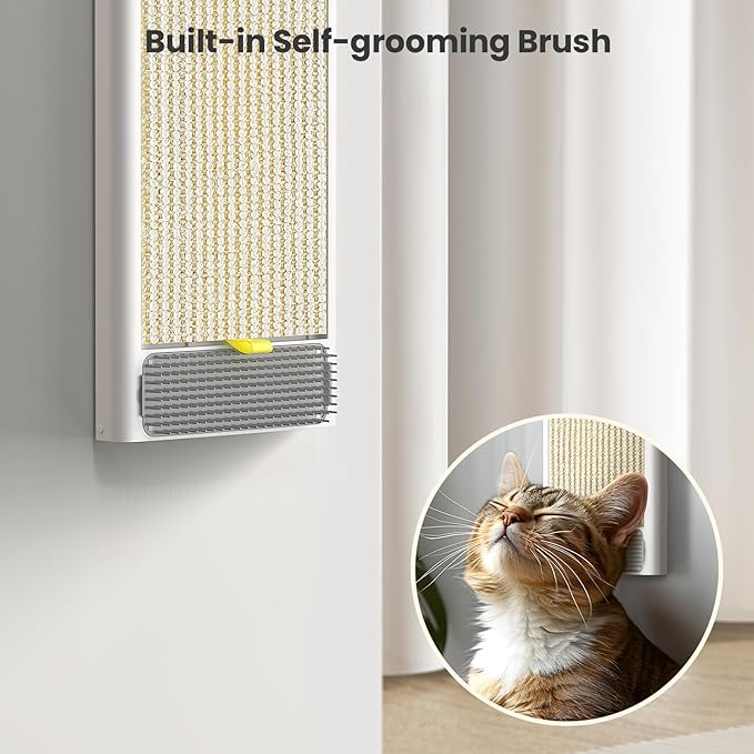 SVD.PET Cat Scratcher, Sisal Cat Scratching Board w/Replaceable Sisal Pad, Self-Groom Brush & Cat Toys, Vertical Cat Wall Scratcher, Cat Scratching Post for Indoor Wall, Furniture Protection
