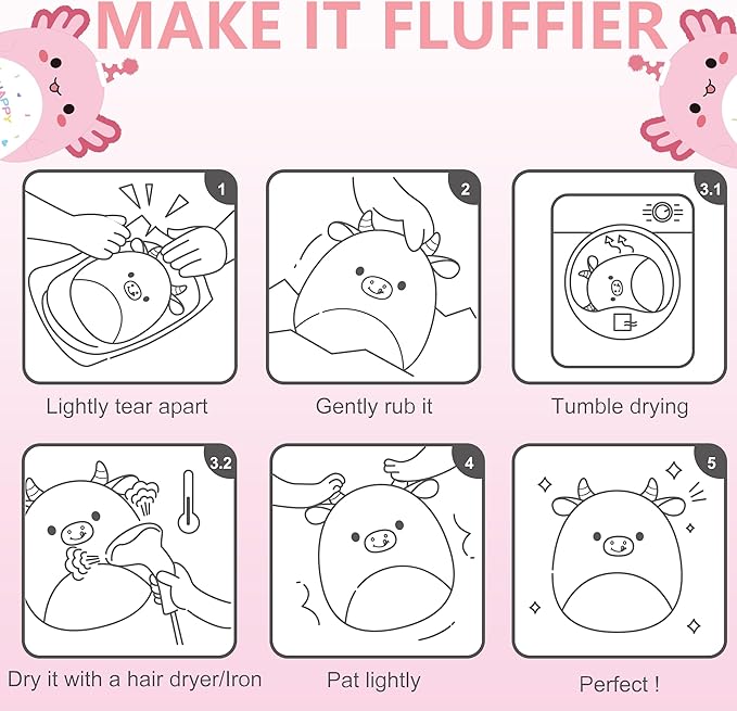 Axolotl Plush Adorable Axolotl Stuffed Animals Soft Birthday Gift Axolotl Plushies Pillow for Kids Boys Girls Pink 8 inch