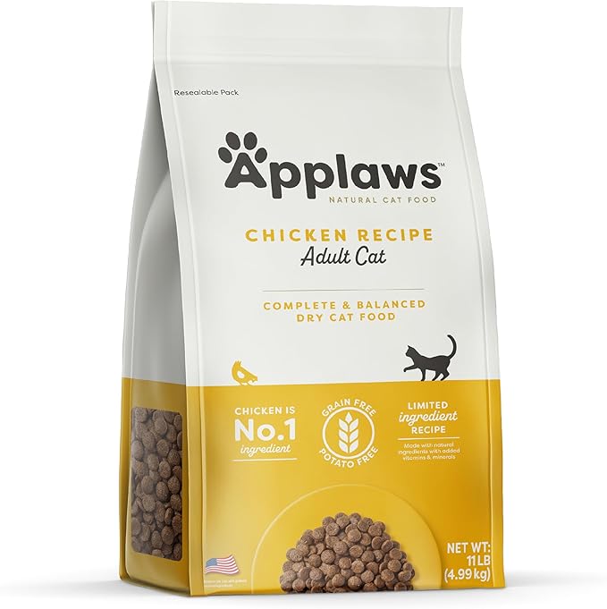 Applaws Complete Dry Cat Food, Grain-Free, Limited Ingredient Food with Added Vitamins & Minerals, Made Protein, Natural Cat Food, Supports Healthy, Chicken (11 Pound Dry Cat Food)