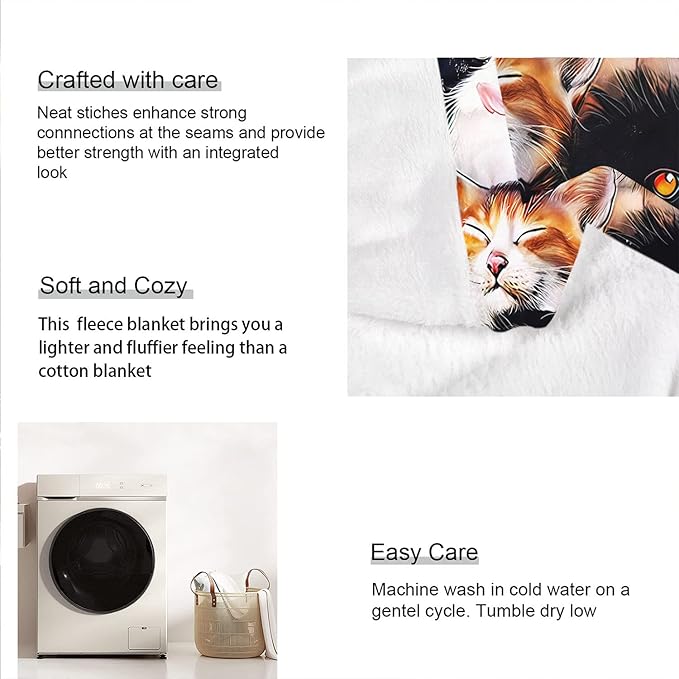 60" x 80" Blanket Comfort Warmth Soft Plush Throw for Couch Cute Cats Breed Collage Pet