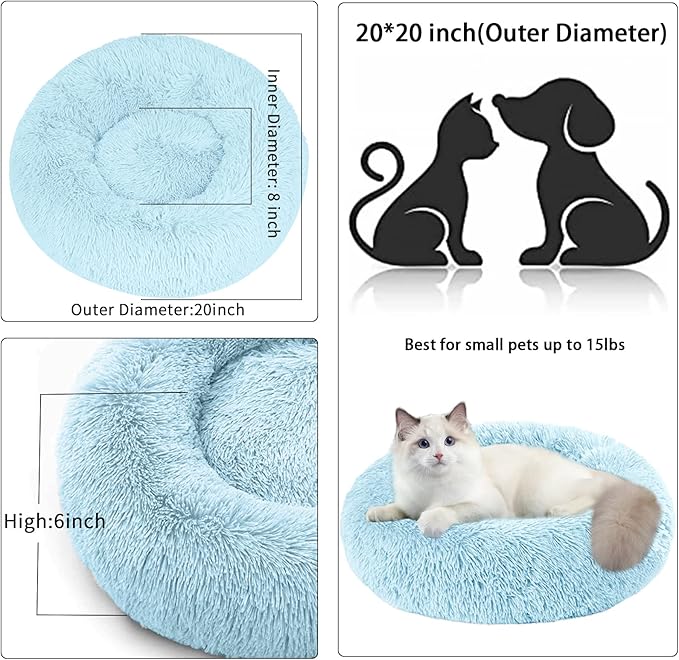 Nisrada Cat Beds for Indoor Cats,20 Inch Dog Bed for Small Melium Large Dogs, Washable-Round Pet Bed for Puppy and Kitten with Slip-Resistant Bottom
