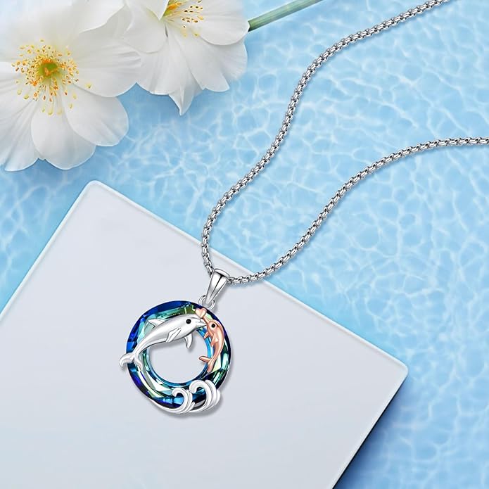 Black Cat/Dolphin/Bat Necklace Animal Pendant 925 Sterling Silver Cute Animal Jewelry Graduation Gifts for Women Men Animal Lovers Christmas Holiday Birthday Fathers Day