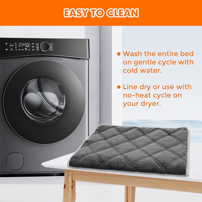 Vannon Self Heating Cat Mat Self Warming Dog Cat Bed Pad Heat Reflective Soft Dog Crate Pad Thermal Pet Mat for Outdoor Indoor Pets, Anti-Slip, Washable, Grey (S:18.9" x 27.6")