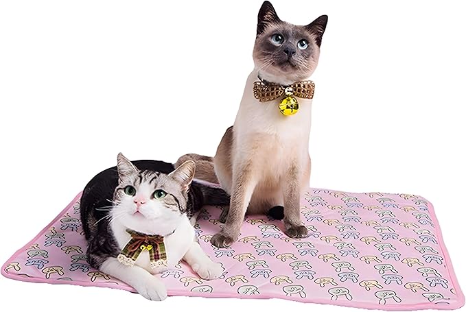 DELIFUR Dog Cooling Mat- Pet Cooling Mat Outdoor for Dogs Self Cooling Pad for Small Medium Dog Machine Washable (Large, Pink Bunny)