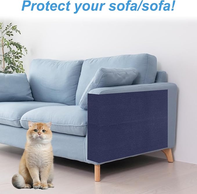 Trimmable Cat Scratching Post Carpet Covered 78.7”x15.8” Self-Adhesive Cat Tree Shelves Replacement Parts Mat Cat Scratcher for Cat Tree Shelves Steps Couch Furniture DIY Protector(Blue)