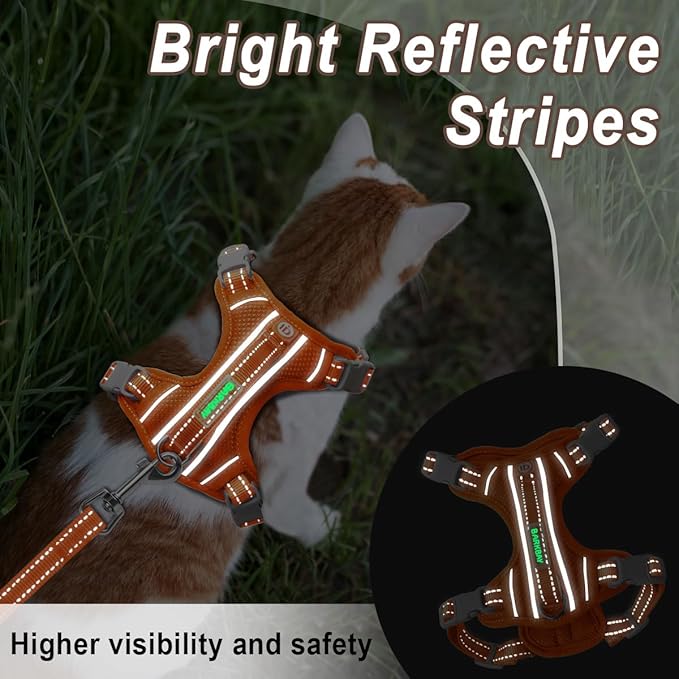 Cat Harness and Leash Set for Walking Escape Proof for Small Large cat Kitten Harness with ID tag Pocket (Orange,S)