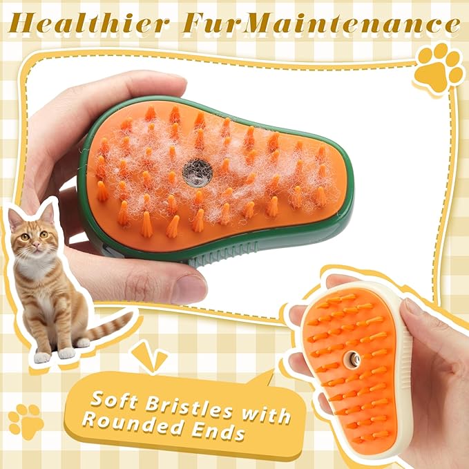2 Pcs Cat Steam Brush 3 in 1 Water Dog Brush Steamer Cat Brush Cleaning Steamer Grooming Brush Multifunctional Comb with Steam Cat Shedding Brush for Dog Cat Massage Removing Hair, Avocado