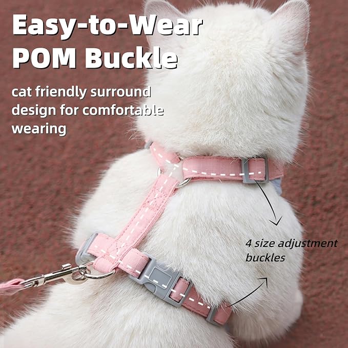 Escape-Proof Cat Harness and Leash Set - Adjustable and Comfortable - Ideal for Walking Cat Outdoors - Fits Kittens, Medium, and Large Cats (Beige, XS)