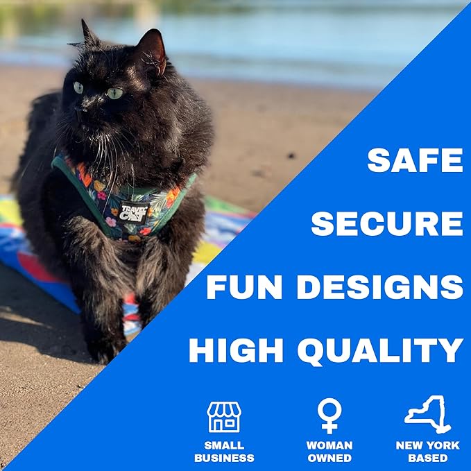 Travel Cat Harness and Leash Set - Adjustable Fit Mesh Cat Harness and Reflective Strap - Comfort Escape Proof Harness for Cats, Kitten for Outdoor Walking, Hiking (Medium, Cashcat)