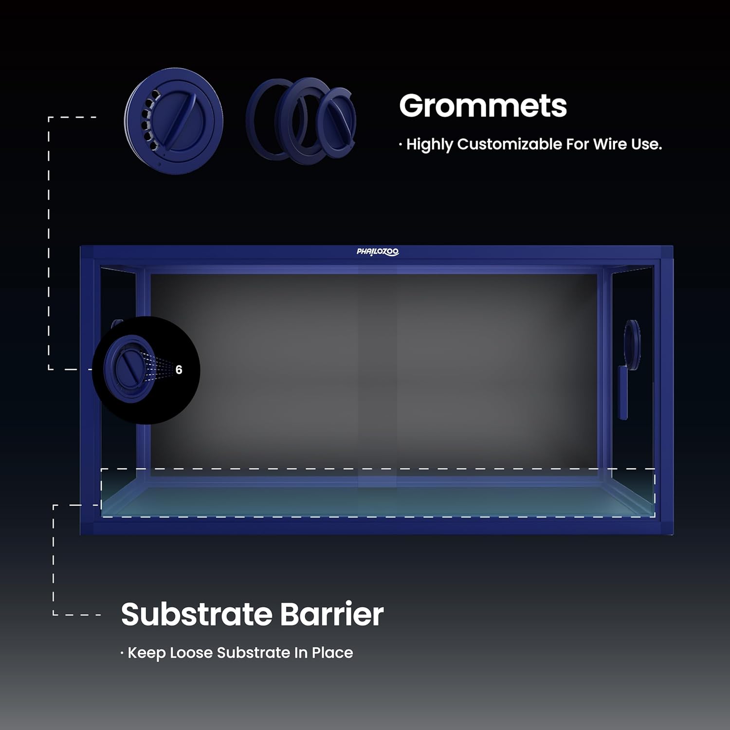 50 Gallon Bearded Dragon Tank, Reptile Enclosure for Easy Maintenance, Front Opening Reptile Tank with Top Screen Ventilation & Glass Sliding Door 36''x18''x18''