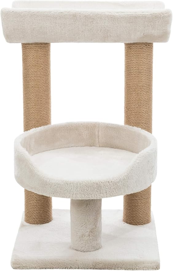 TRIXIE Isaba Scratching Post with Two Platforms, 2-Sisal Scratching Post, 24.5-inches Tall, Light Gray/Brown
