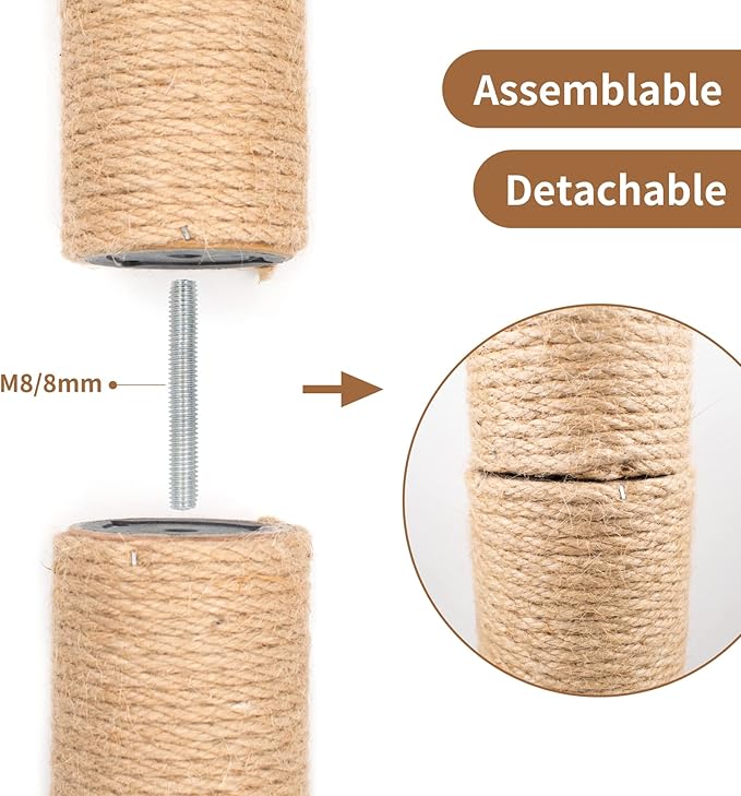 4PCS 5 Inch Cat Scratching Post with Natural Sisal Rope Cat Scratch Pole Cat Scratching Tree Scratching Posts for Indoor Cats Replacement Part Accessories for DIY Cat Tower Cat Hammock