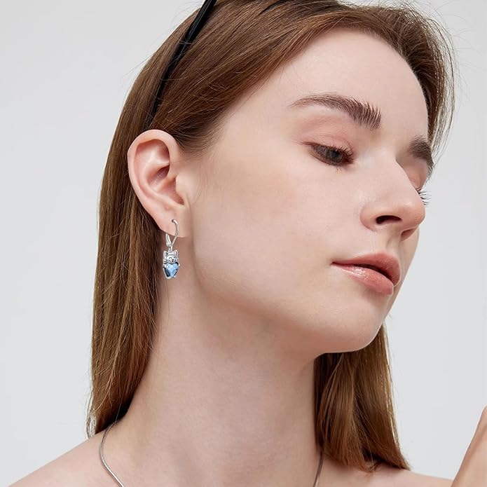 925 Sterling Silver Cat Earrings Cute Animal Kitten Stud Earrings cat Jewelry Gifts for Women Girls Hypoallergenic Earrings for Sensitive Ears