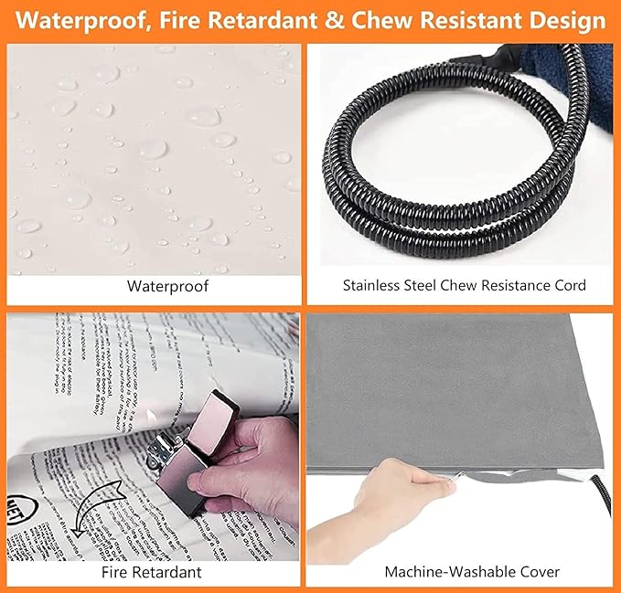 TJOY Pet Heating Pad Electric Heating Pad for Dogs and Cats Indoor Warming Mat Heated Pet Bed with Auto Power Off (M:22''x18''(Gray))