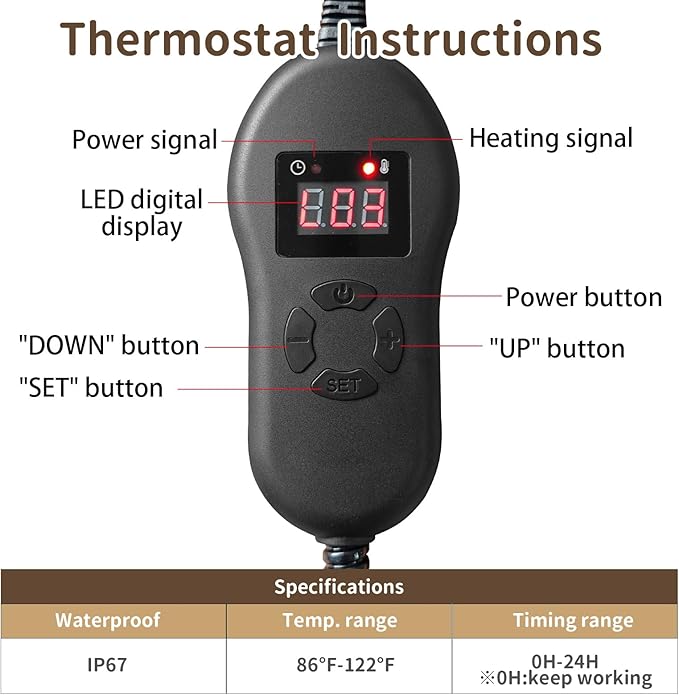 NAMOTEK Pet Heating Pad Adjustable Temperature with Timer, Waterproof Heated Mat with Chew Resistant Cord, Auto Power-Off Electric Indoor Pet Heat Pad for Dogs and Cats
