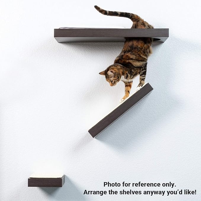 PetFusion Cat Activity Wall Shelves (Available as a 3-Piece Set or Individual Shelf.) Sisal Surfaces for Cat Scratching & Plush to Lounge, Neutral Design & Color Tones. Easy & Secure Wall Mount