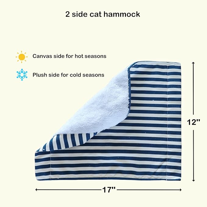 Cat Window Perch with 2 Window Stairs, Natural Wood Materials, 17'' Wide Cat Window Hammocks, Cat Hammock for Window with 5 Strong Suction Cups