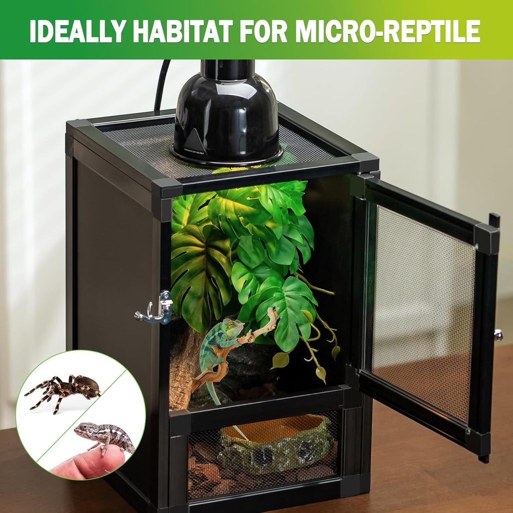 8" x 8" x 12" Reptile Terrarium 5-Pack, Small Hatching Cage with Screen & Acrylic Doors, Ventilated Habitat for Lizards, Frogs, Easy Assembly