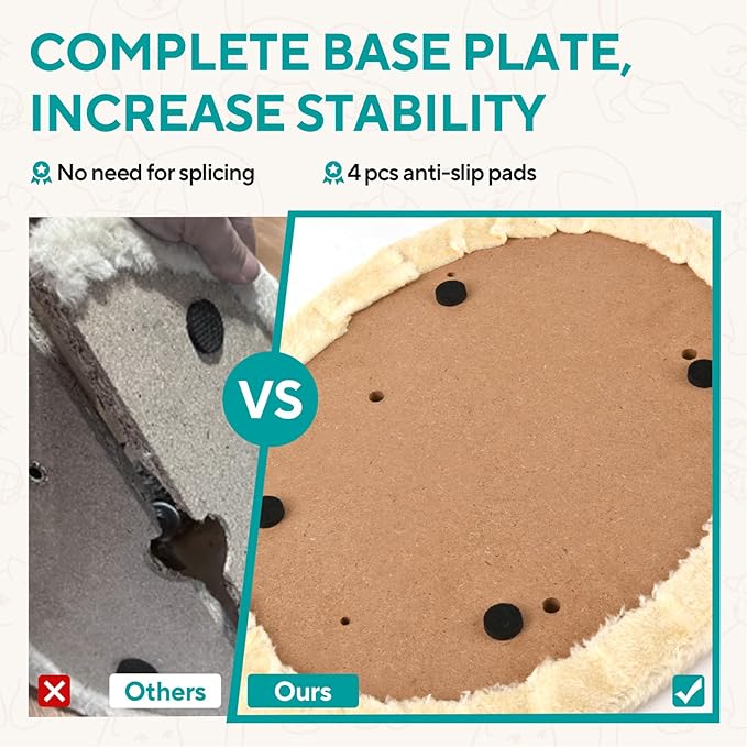 Maximum - 35.8" Tall Cat Scratching Post, 3 Scratcher Posts for Indoor Small and Large Cat, Spring Cat Toy and Hanging Ball, Non Spliced Elliptical Base Plate