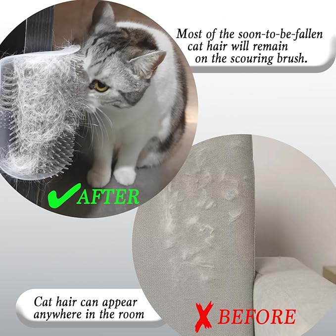 2 Pack Cat Self Groomer, Wall Corner Groomer Brush, Cat Face Scratchers, Cat Self Groomer for Indoor Cats, Wall Corner Cat Scratcher for Long/Short Fur Kitten 6.3inch
